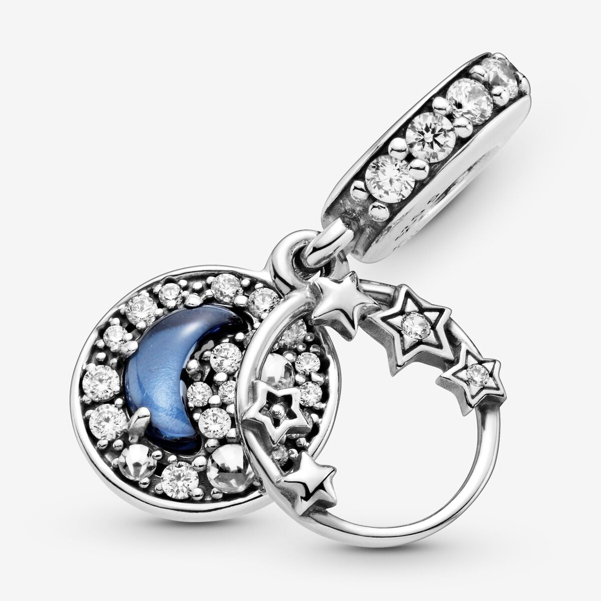 PANDORA Blue Night Sky Crescent Moon & Stars Dangle Charm, 799216C01, With Gift Box