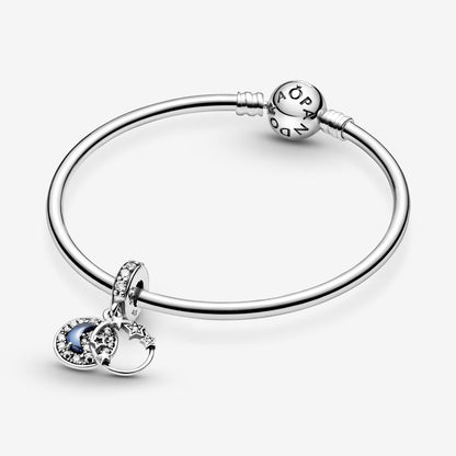 PANDORA Blue Night Sky Crescent Moon & Stars Dangle Charm, 799216C01, With Gift Box