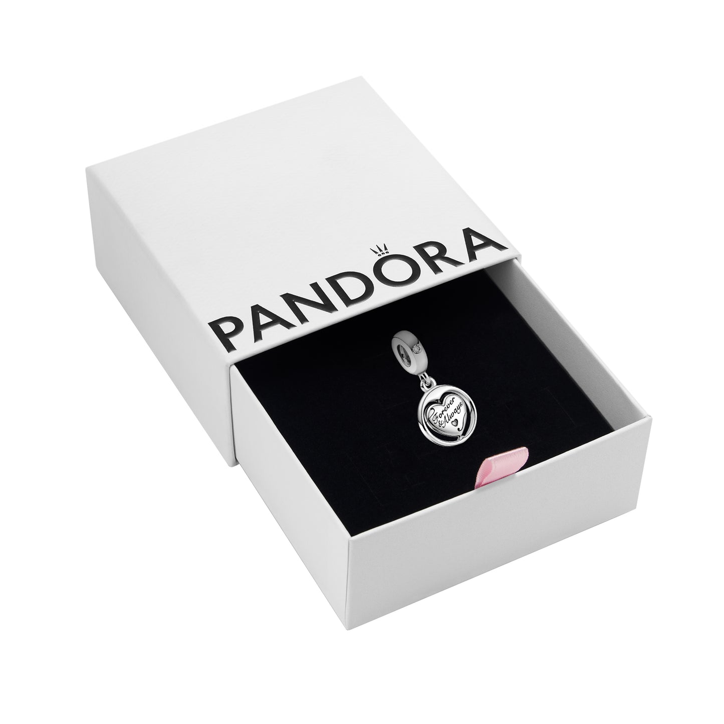 PANDORA Jewelry Spinning Forever & Always Soulmate Dangle Charm - Necklace or Bracelet Charm for Women - Sterling Silver with Cubic Zirconia, With Gift Box