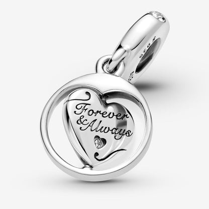 PANDORA Jewelry Spinning Forever & Always Soulmate Dangle Charm - Necklace or Bracelet Charm for Women - Sterling Silver with Cubic Zirconia, With Gift Box