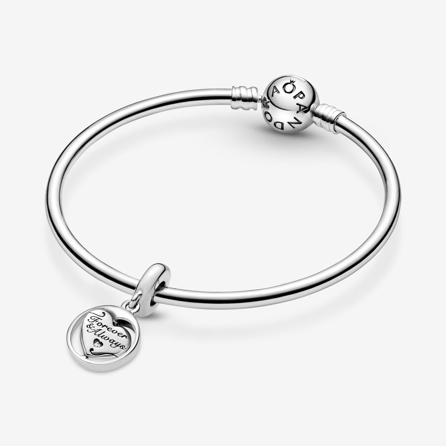 PANDORA Jewelry Spinning Forever & Always Soulmate Dangle Charm - Necklace or Bracelet Charm for Women - Sterling Silver with Cubic Zirconia, With Gift Box