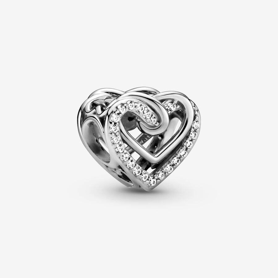 PANDORA Sparkling Entwined Hearts Charm 799270C01, With Gift Box