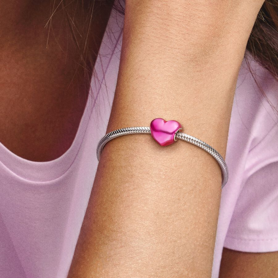 PANDORA Heart Sterling Silver Charm With Transparent, With Gift Box