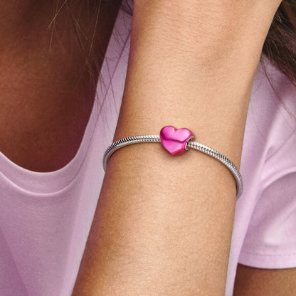 PANDORA Heart Sterling Silver Charm With Transparent, With Gift Box