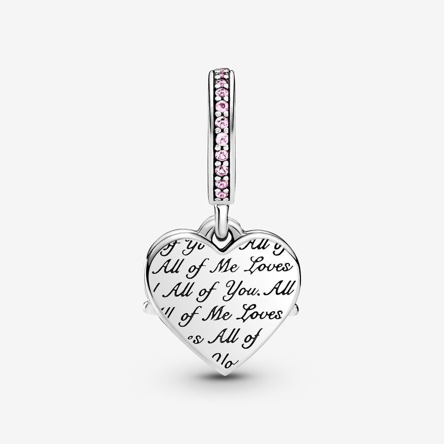 PANDORA Jewelry Heart and Mom Dangle Charm - Necklace or Bracelet Charm for Women - Sterling Silver with Pink Crystals, With Gift Box