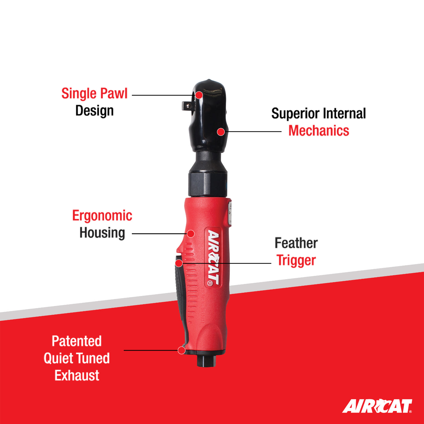 AIRCAT 800: 1/4-Inch Composite Ratchet 320 RPM, 35 ft-lbs Maximum Torque