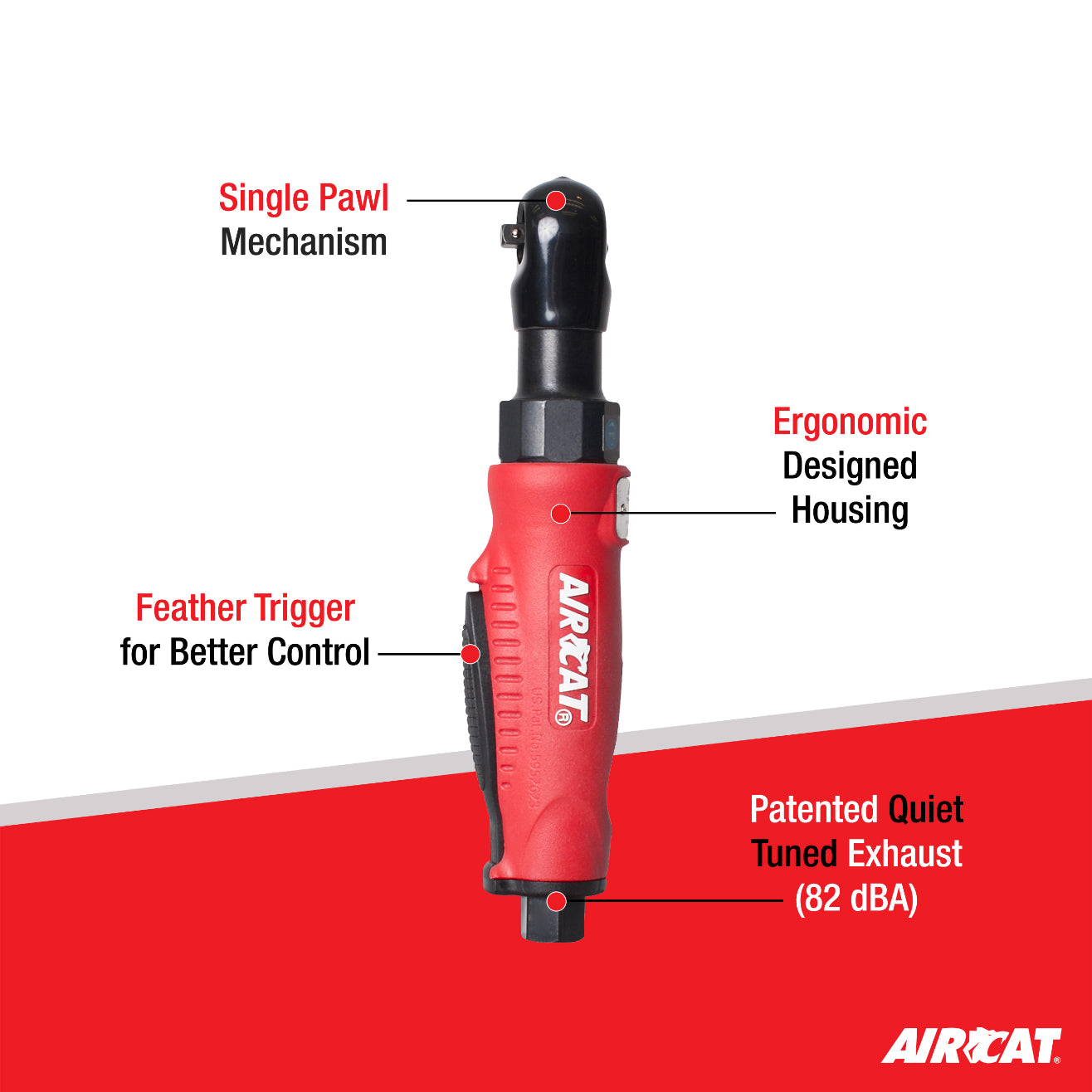 AIRCAT 801: 3/8-Inch Composite Ratchet 320 RPM, 35 ft-lbs Maximum Torque