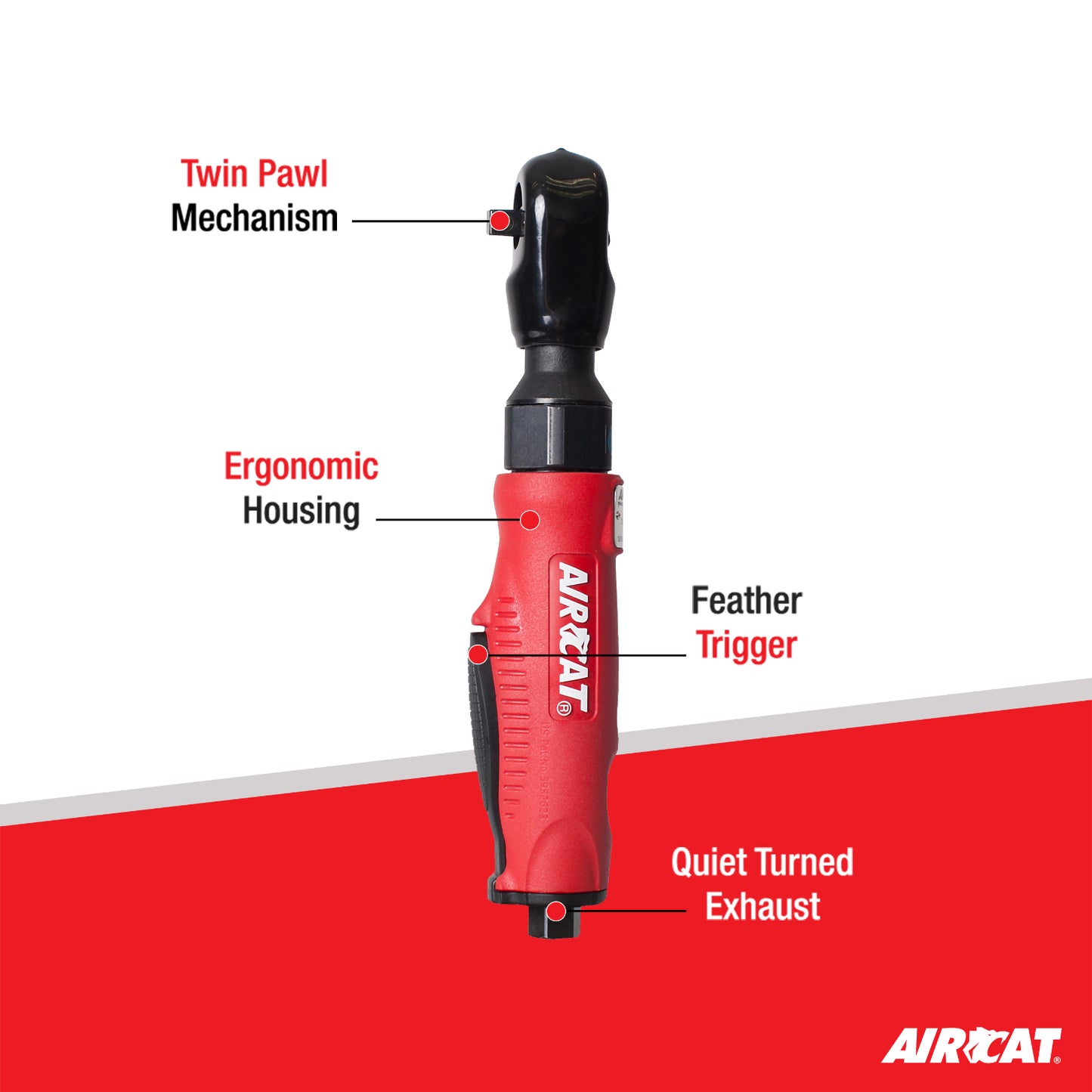 AIRCAT 802 3/8-Inch Composite Ratchet Wrench 70 ft-lbs