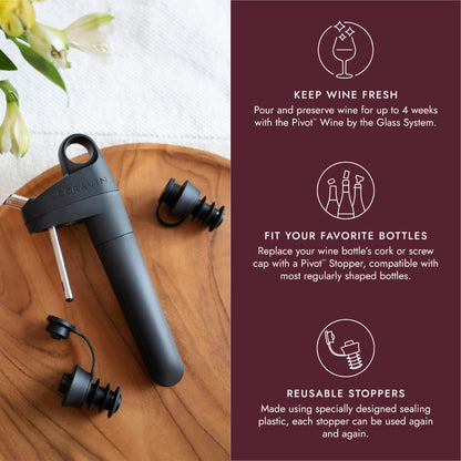 Coravin Pivot Stoppers - 6 Pack Wine Bottle Plugs, Use with Pivot Wine Tool to Save Wine with Open and Close Cap