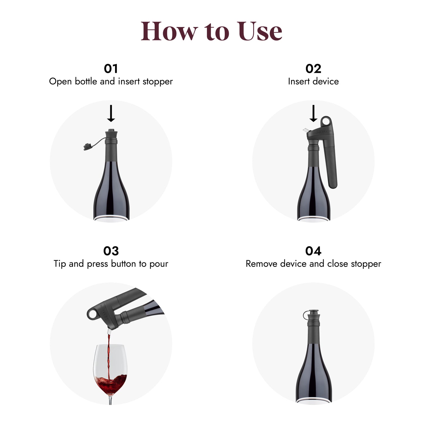 Coravin Pivot Stoppers - 6 Pack Wine Bottle Plugs, Use with Pivot Wine Tool to Save Wine with Open and Close Cap