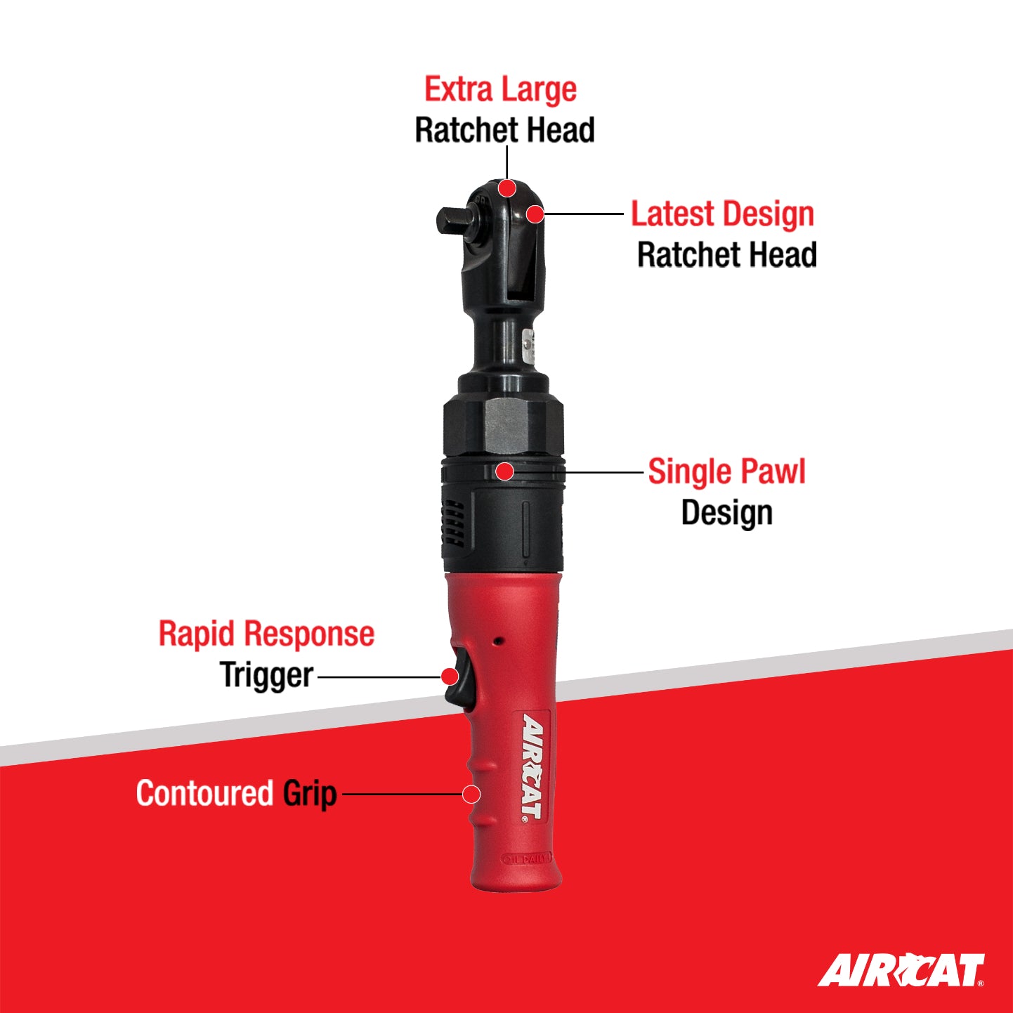 AIRCAT 805-HT-5 1/2-Inch High Torque Ratchet Wrench 130 ft-lbs