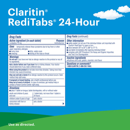 CLARITIN 24 Hour Allergy RediTabs 30 Tablets (Pack of 2)