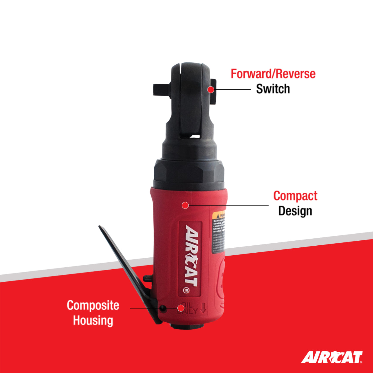 AirCAT 807-25 1/4"" Mini Composite Palm Ratchet