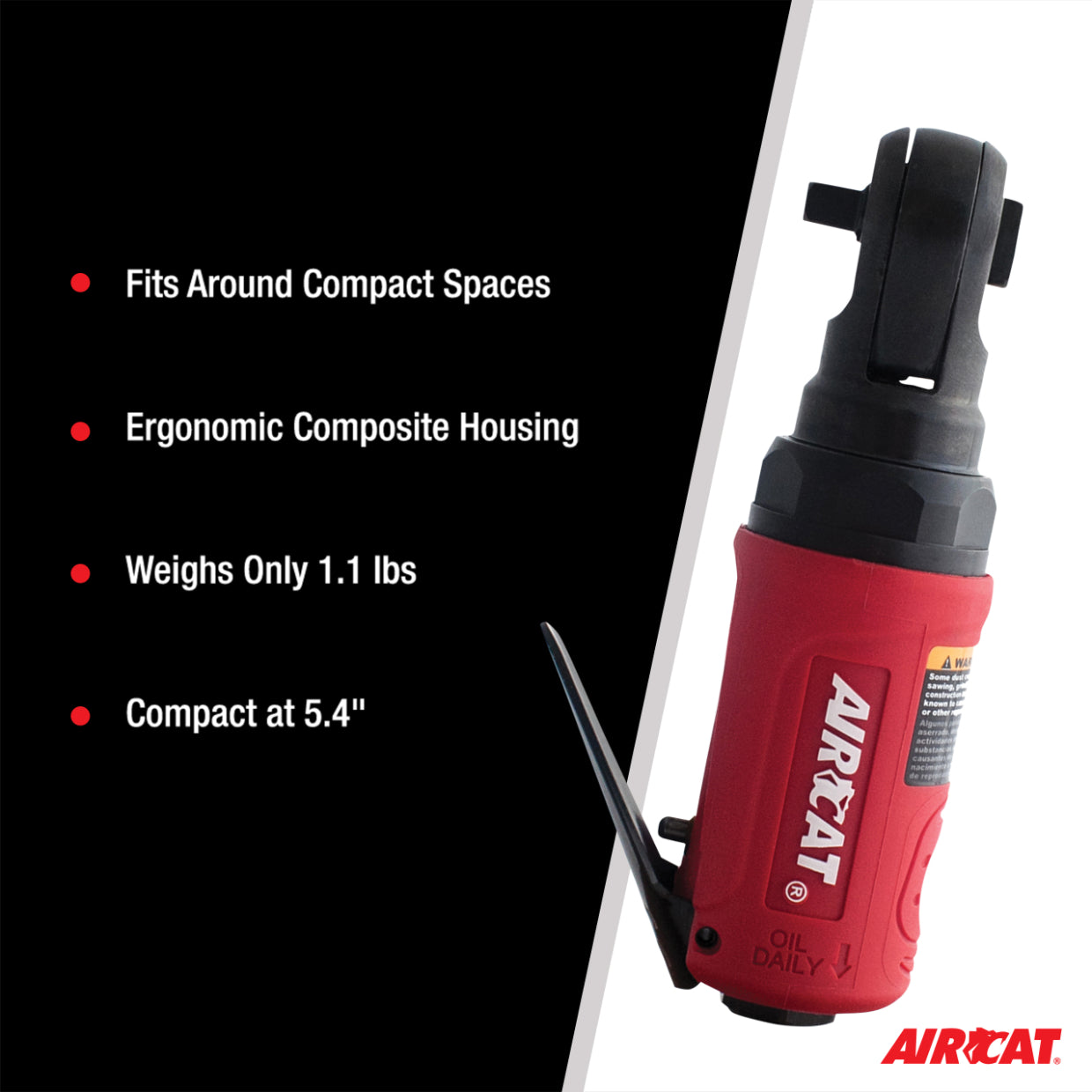 AirCAT 807-25 1/4"" Mini Composite Palm Ratchet
