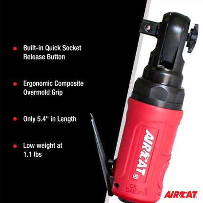 AIRCAT 807: 3/8-Inch Mini Palm Ratchet 300 RPM, 35 ft-lbs Maximum Torque