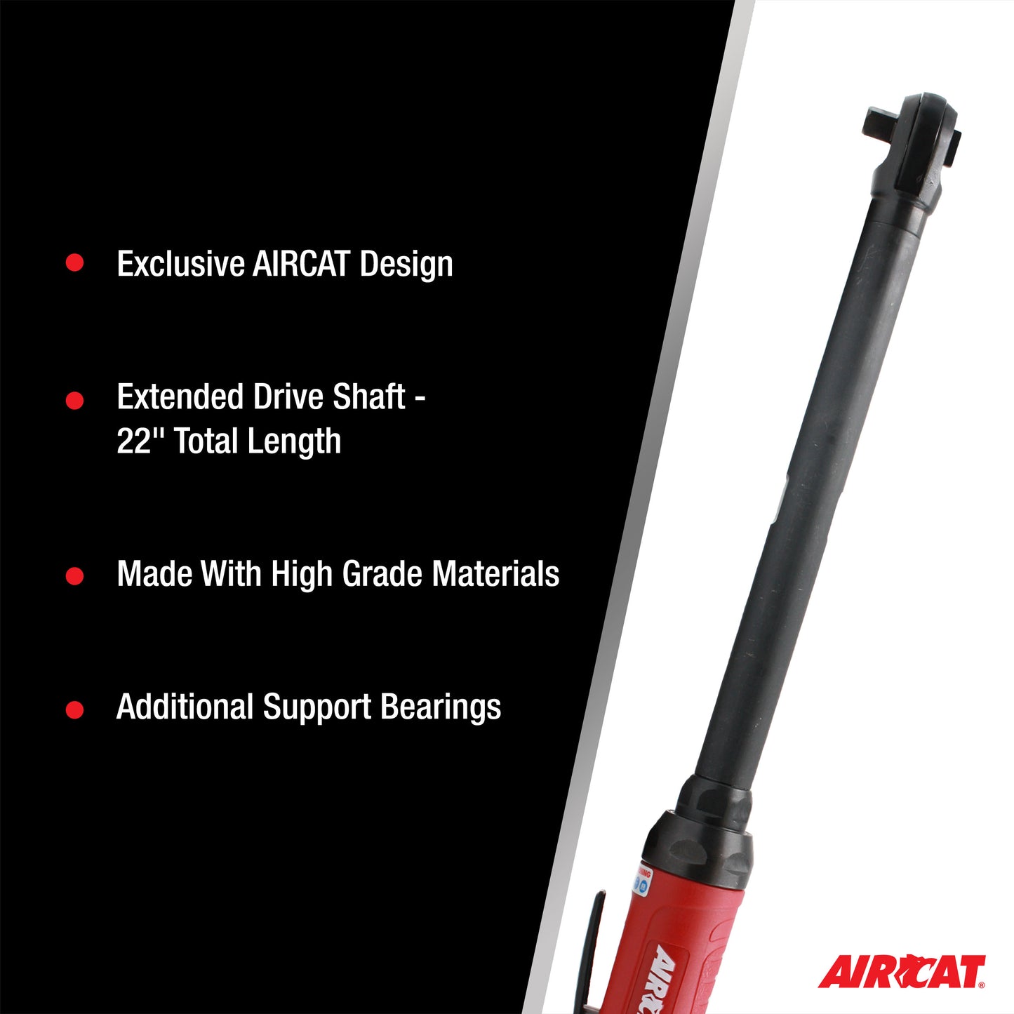 AIRCAT 808-22: 22.5 Inch Long Reach Ratchet 160 RPM, 65 ft-lbs Maximum Torque