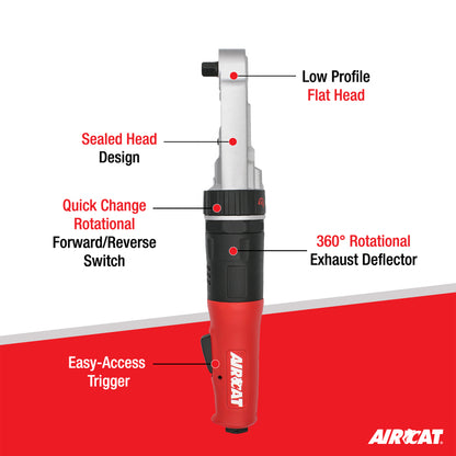 AIRCAT 809-SH 3/8" Sealed Flat Head Ratchet 70 ft-lb