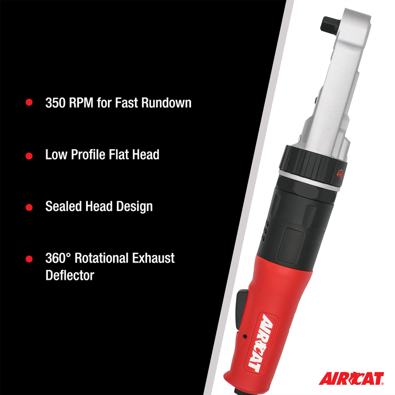 AIRCAT 809-SH-5: 1/2-Inch Sealed Flat Head Ratchet 350 RPM, 60 ft-lbs Maximum Torque