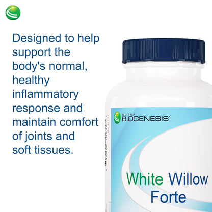 Nutra BioGenesis - White Willow Forte - White Willow Bark, Boswellia and Turmeric to Help Support Body Comfort and Cytokine Balance - Gluten Free, Vegan, Non-GMO - 120 Capsules