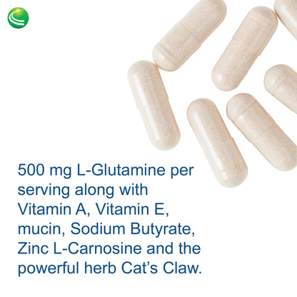 Nutra BioGenesis - Intestinal Repair Capsules - Vitamin E, L-Glutamine and Sodium Butyrate to Help Support Gut and Intestinal Health - Gluten Free - 120 Capsules