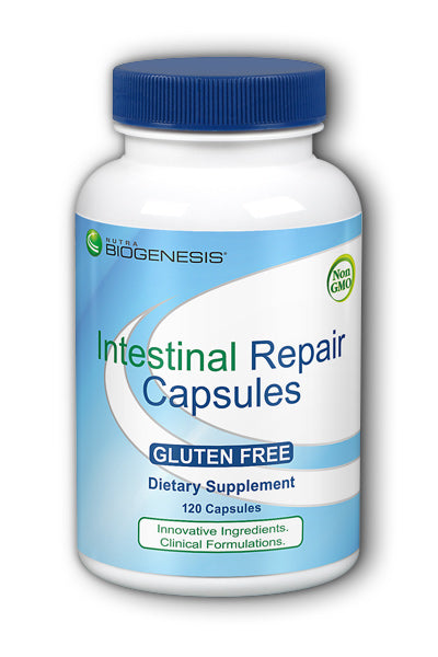 Nutra BioGenesis - Intestinal Repair Capsules - Vitamin E, L-Glutamine and Sodium Butyrate to Help Support Gut and Intestinal Health - Gluten Free - 120 Capsules