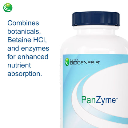 Nutra BioGenesis - PanZyme - B Vitamins, Betanine HCl, and Pancreatin as Digestive Enzymes for Digestive Health - 180 Capsules