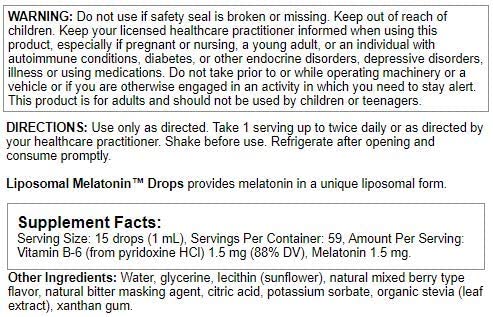 Nutra BioGenesis - Liposomal Melatonin - Melatonin and Vitamin B6 for Sleep Support - Liquid, Non-Habit Forming, Gluten Free - 2 Ounce