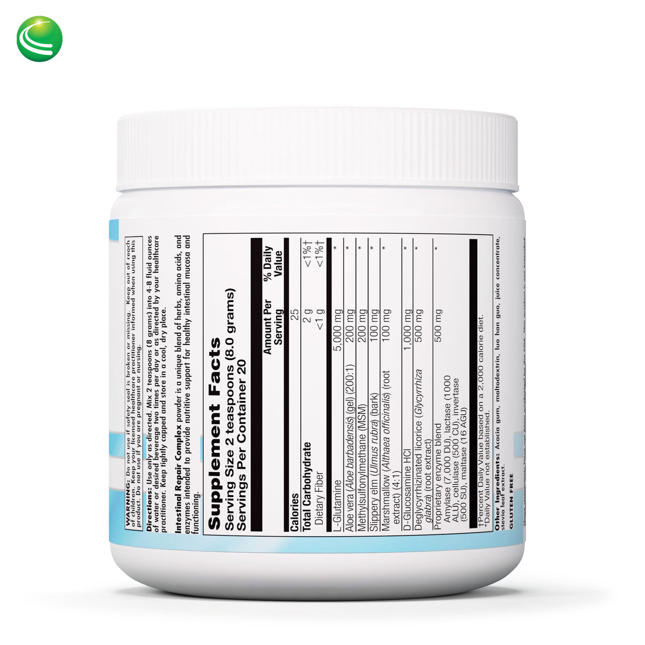 Nutra BioGenesis - Intestinal Repair Complex - Slippery Elm, DGL, Marshmallow and L-Glutamine for Intestinal Support - Gluten Free, Vegan, Non-GMO - 160 g