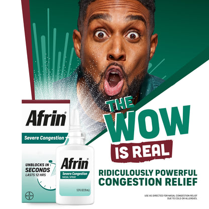 Afrin Severe Congestion Nasal Spray 15 mL (Pack of 6)