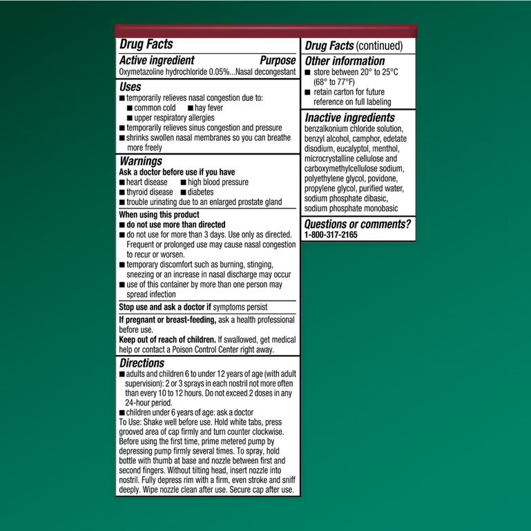 Afrin No Drip Severe Congestion Pump Mist 15 mL (Pack of 6)