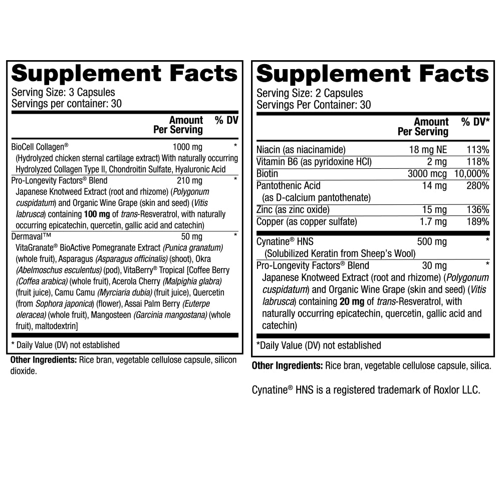 Reserveage- Ult collagen booster caps 90 and Keratin booster caps 60ct