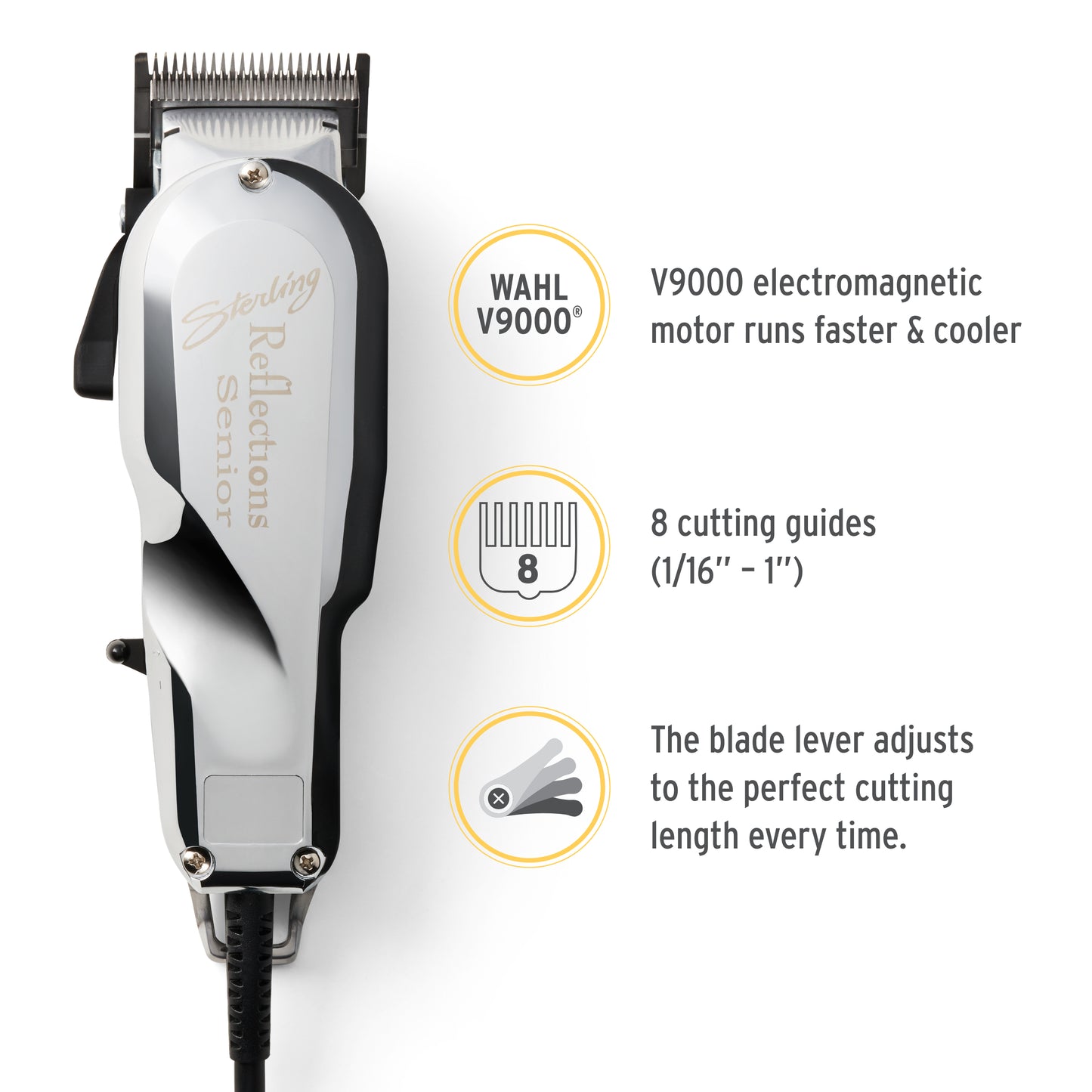 Wahl Professional - Reflections Senior Clipper - Adjustable, Professional-Quality Electric Hair Clipper with Metal Housing and Chrome Lid