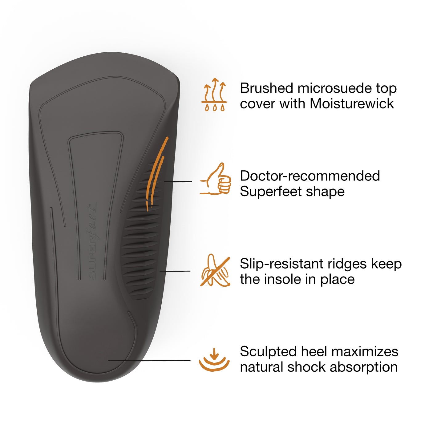 Superfeet EASYFIT Comfort Orthotic Inserts, For Dress Shoes, Java, 5.5-7 Men
