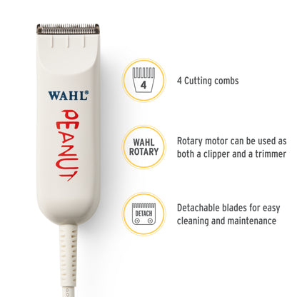 Wahl Professional - Classic White Peanut - Professional Beard Trimmer and Hair Clipper Kit - Adjustable Hair Cutting Tool with 4 Guide Combs
