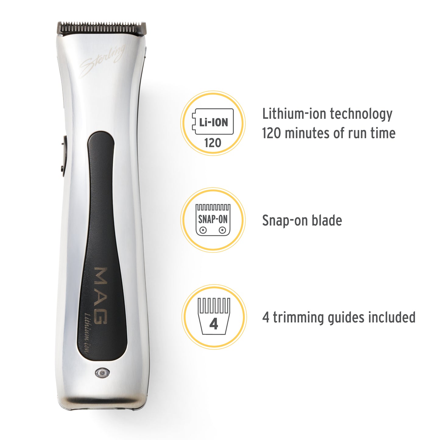 Wahl Professional - Sterling Mag Trimmer - Barber-Quality Electric Cordless Hair Trimmer with Rotary Motor and Lithium-Ion Battery, Silver
