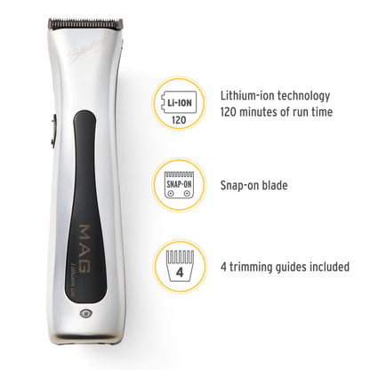 Wahl Professional - Sterling Mag Trimmer - Barber-Quality Electric Cordless Hair Trimmer with Rotary Motor and Lithium-Ion Battery, Silver