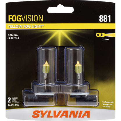 SYLVANIA - 881 Fog Vision - High Performance Yellow Halogen Fog Lights, Sleek Style & Improved Safety, Street Legal, For Fog Use Only (Contains 2 Bulbs)