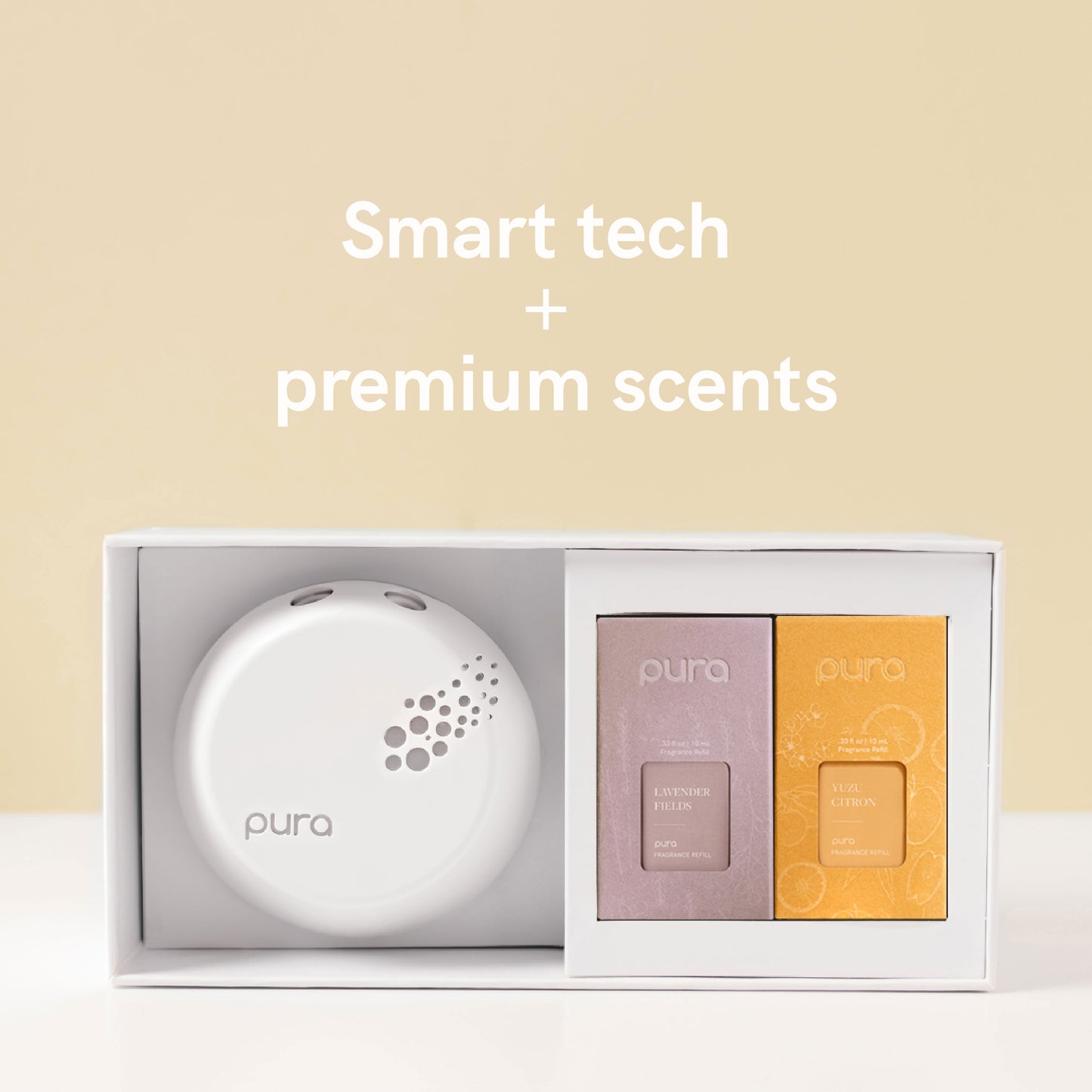 Pura Smart Fragrance Diffuser Device Set - Home Scent Diffuser with Pura Refills - 1 Fragrance Diffuser, 1 Yuzu Citron, 1 Simply Lavender