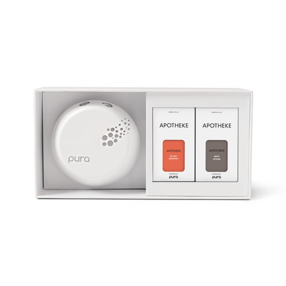 Pura - Smart Home Fragrance Device Starter Set - Scent Diffuser for Homes, Bedrooms & Living Rooms - Includes Fragrance Aroma Diffuser & Two Fragrances - Apotheke