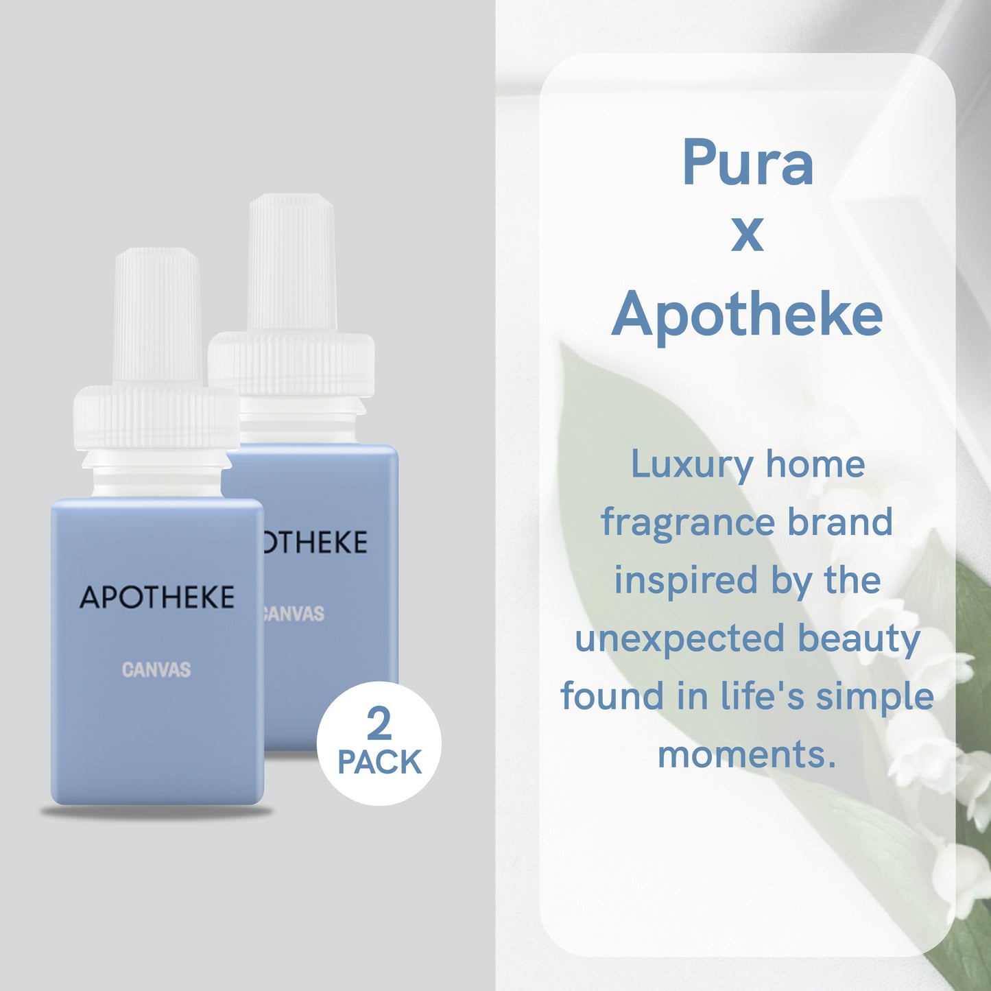 Pura and Apotheke - Fragrance for Smart Home Air Diffusers - Room Freshener - Aromatherapy Scents for Bedrooms & Living Rooms - Odor Eliminator - 2 Pack - Canvas