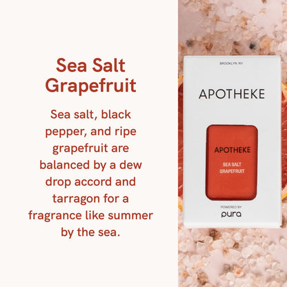 Pura and Apotheke - Fragrance for Smart Home Air Diffusers - Room Freshener - Aromatherapy Scents for Bedrooms & Living Rooms - Odor Eliminator - 2 Pack - Sea Salt Grapefruit
