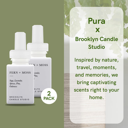 Pura and Brooklyn Candle Studio - Home Fragrance Scent for Air Diffusers - Aromatherapy Scents for Bedrooms & Living Rooms Scents for Smart Home Diffusers - 2 Pack - Fern & Moss