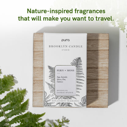 Pura and Brooklyn Candle Studio - Home Fragrance Scent for Air Diffusers - Aromatherapy Scents for Bedrooms & Living Rooms Scents for Smart Home Diffusers - 2 Pack - Fern & Moss