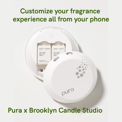 Pura and Brooklyn Candle Studio - Home Fragrance Scent for Air Diffusers - Aromatherapy Scents for Bedrooms & Living Rooms Scents for Smart Home Diffusers - 2 Pack - Fern & Moss