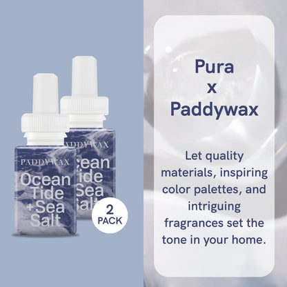 Pura and Paddywax - Fragrance for Smart Home Air Diffusers - Room Freshener - Aromatherapy Scents for Bedrooms & Living Rooms - Odor Eliminator - 2 Pack - Ocean Tide & Sea Salt