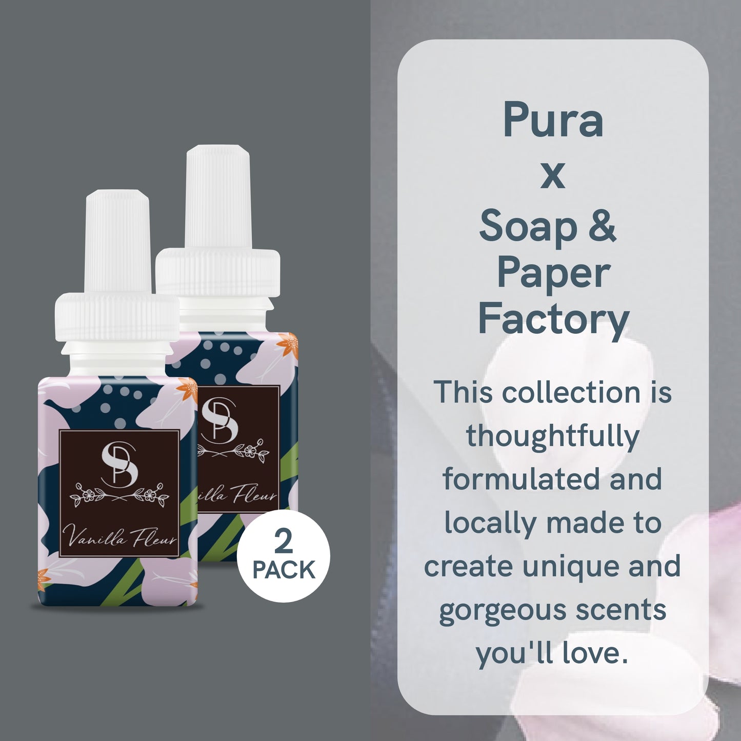 Pura and Soap & Paper Factory - Fragrance for Smart Home Air Diffusers - Room Freshener - Aromatherapy Scents for Bedrooms & Living Rooms - Odor Eliminator - 2 Pack - Vanilla Fleur