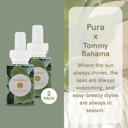 Pura and Tommy Bahama - Fragrance for Smart Home Air Diffusers - Room Freshener - Aromatherapy Scents for Bedrooms & Living Rooms - Odor Eliminator - 2 Pack - Signature Island Blend