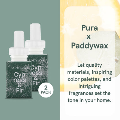 Pura and Paddywax - Fragrance for Smart Home Air Diffusers - Room Freshener - Aromatherapy Scents for Bedrooms & Living Rooms - Odor Eliminator - 2 Pack - Cypress & Fir