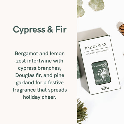 Pura and Paddywax - Fragrance for Smart Home Air Diffusers - Room Freshener - Aromatherapy Scents for Bedrooms & Living Rooms - Odor Eliminator - 2 Pack - Cypress & Fir