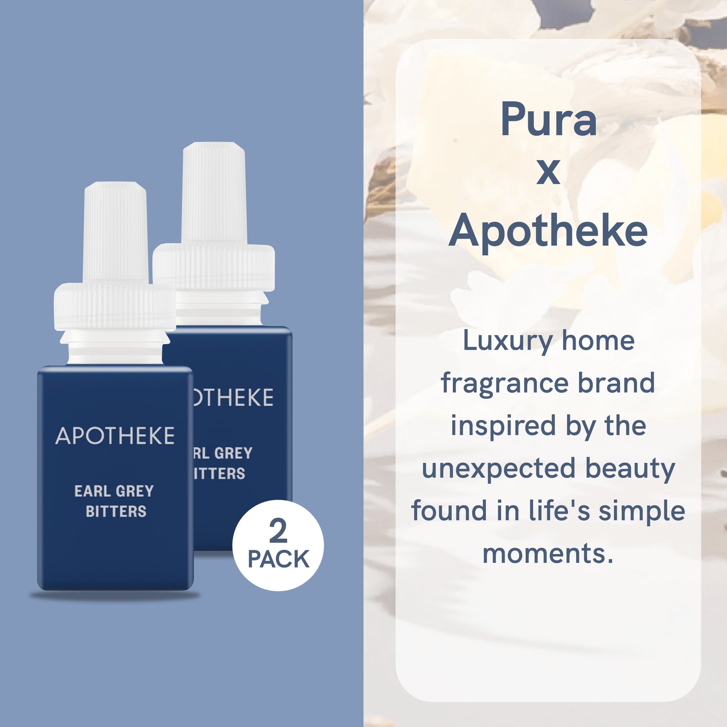 Pura and Apotheke - Fragrance for Smart Home Air Diffusers - Room Freshener - Aromatherapy Scents for Bedrooms & Living Rooms - Odor Eliminator - 2 Pack - Earl Grey Bitters